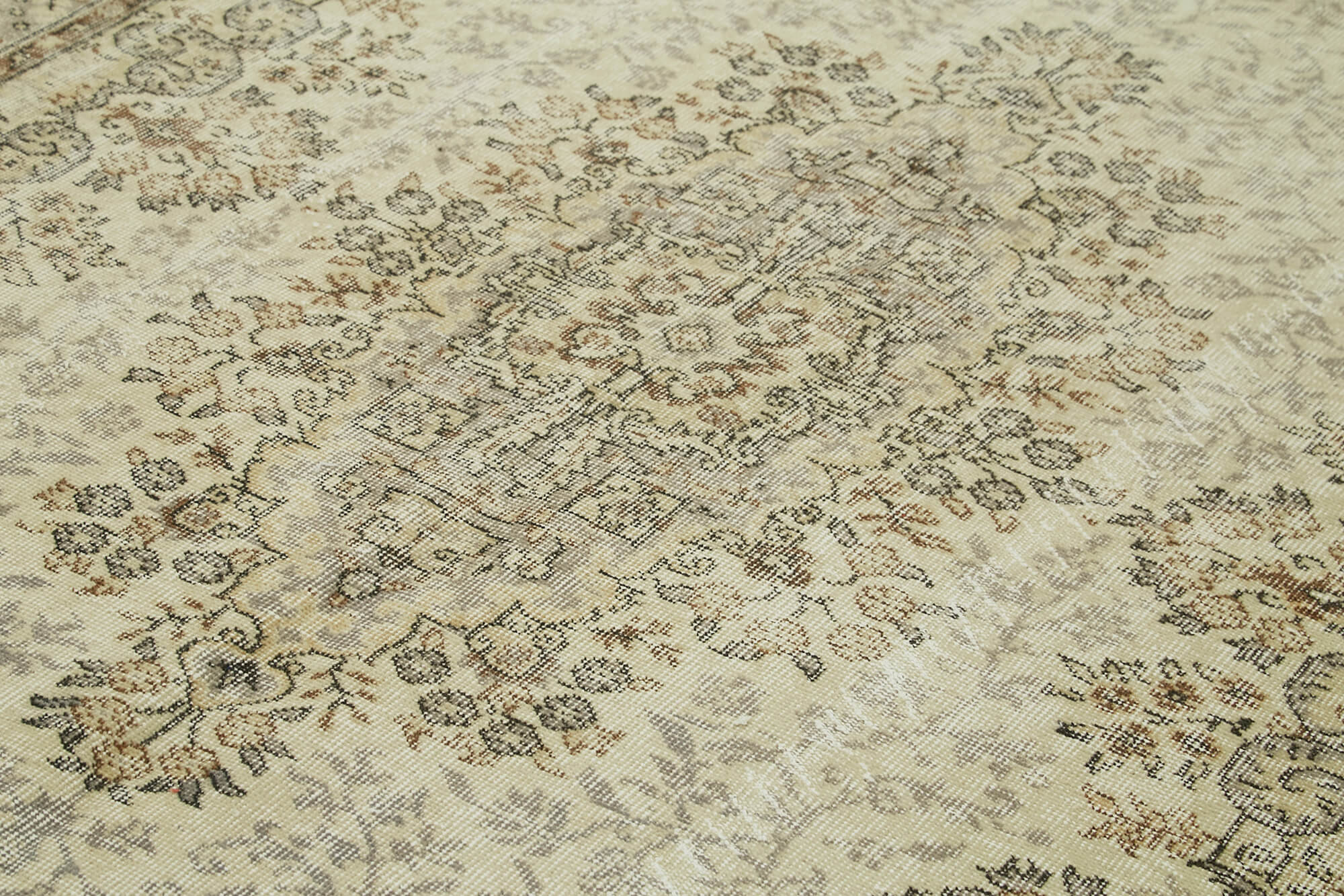 7x11 Beige Turkish Vintage Area Rug - 42014