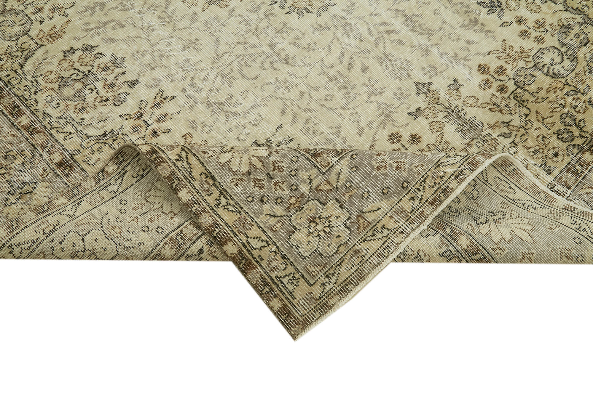 7x11 Beige Turkish Vintage Area Rug - 42014