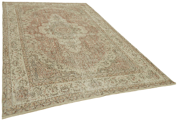 7x10 Beige Turkish Vintage Area Rug - 42019