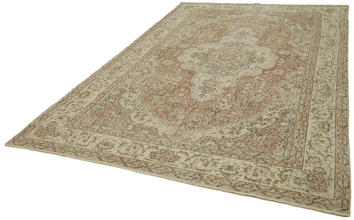 7x10 Beige Turkish Vintage Area Rug - 42019