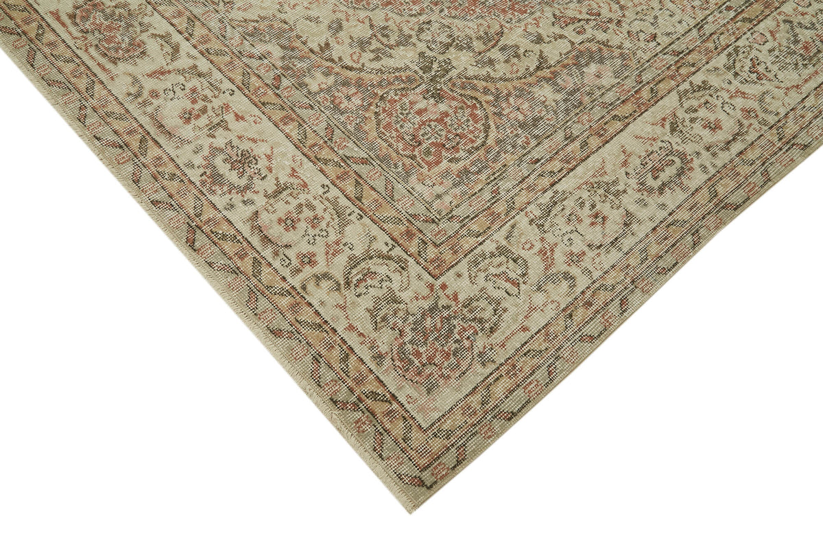 7x10 Beige Turkish Vintage Area Rug - 42019