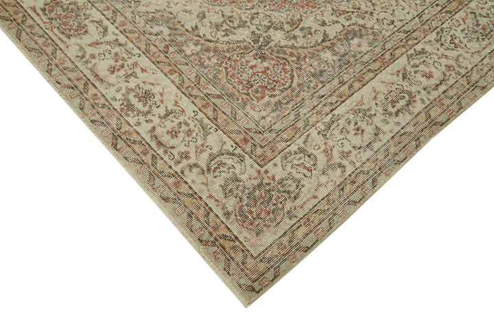 7x10 Beige Turkish Vintage Area Rug - 42019