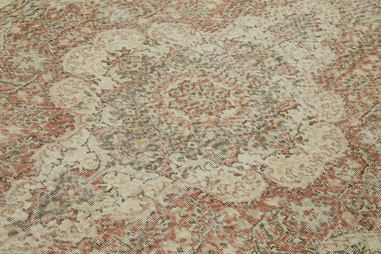 7x10 Beige Turkish Vintage Area Rug - 42019