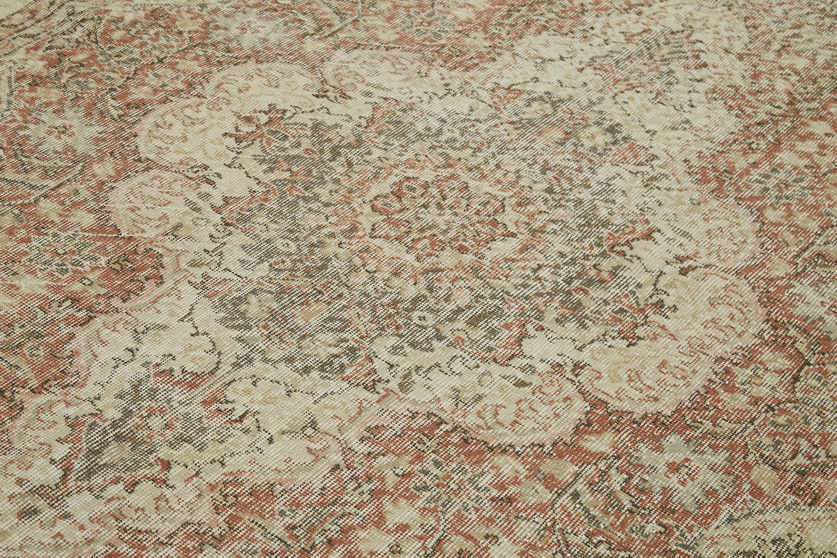 7x10 Beige Turkish Vintage Area Rug - 42019