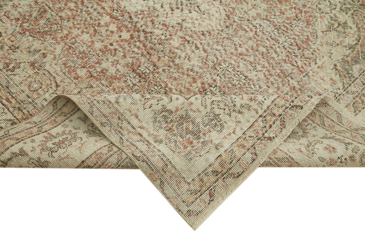 7x10 Beige Turkish Vintage Area Rug - 42019