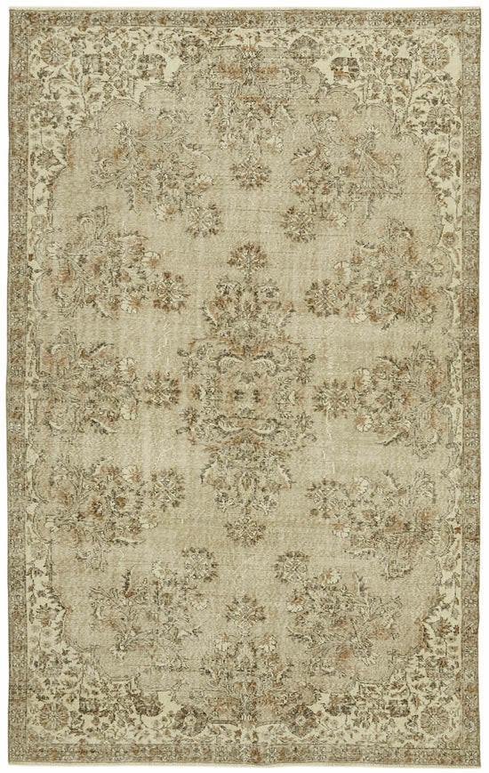 7x11 Beige Turkish Vintage Area Rug - 42024