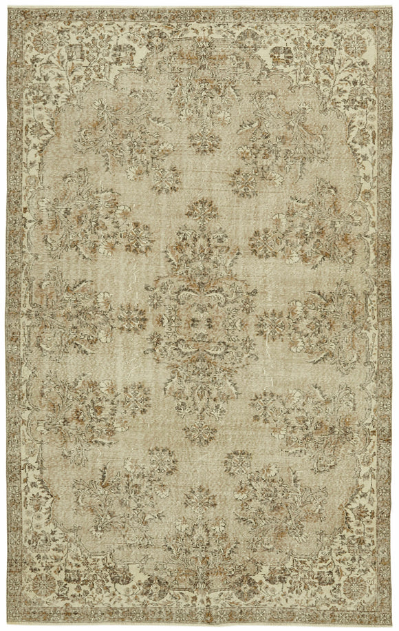 7x11 Beige Turkish Vintage Area Rug - 42024