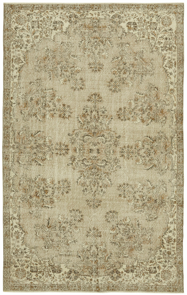 7x11 Beige Turkish Vintage Area Rug - 42024