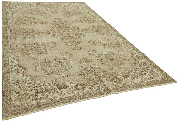 7x11 Beige Turkish Vintage Area Rug - 42024