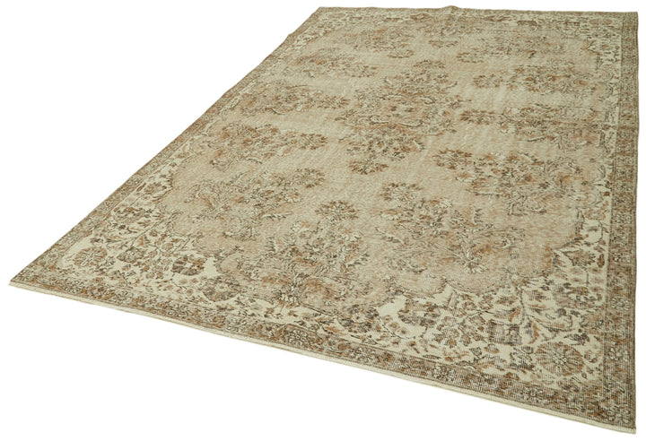 7x11 Beige Turkish Vintage Area Rug - 42024