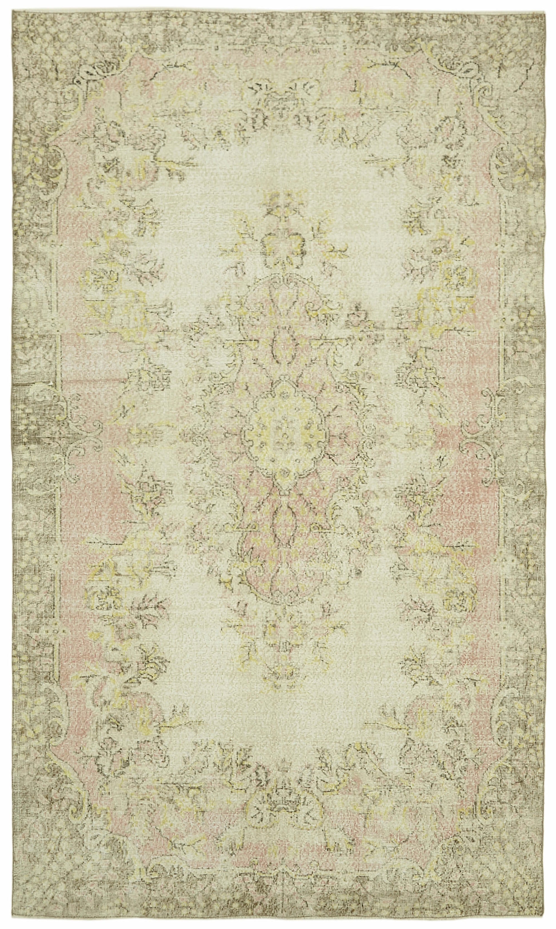 7x11 Beige Turkish Vintage Area Rug - 42027