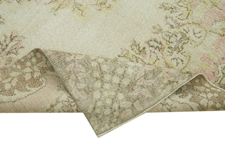 7x11 Beige Turkish Vintage Area Rug - 42027