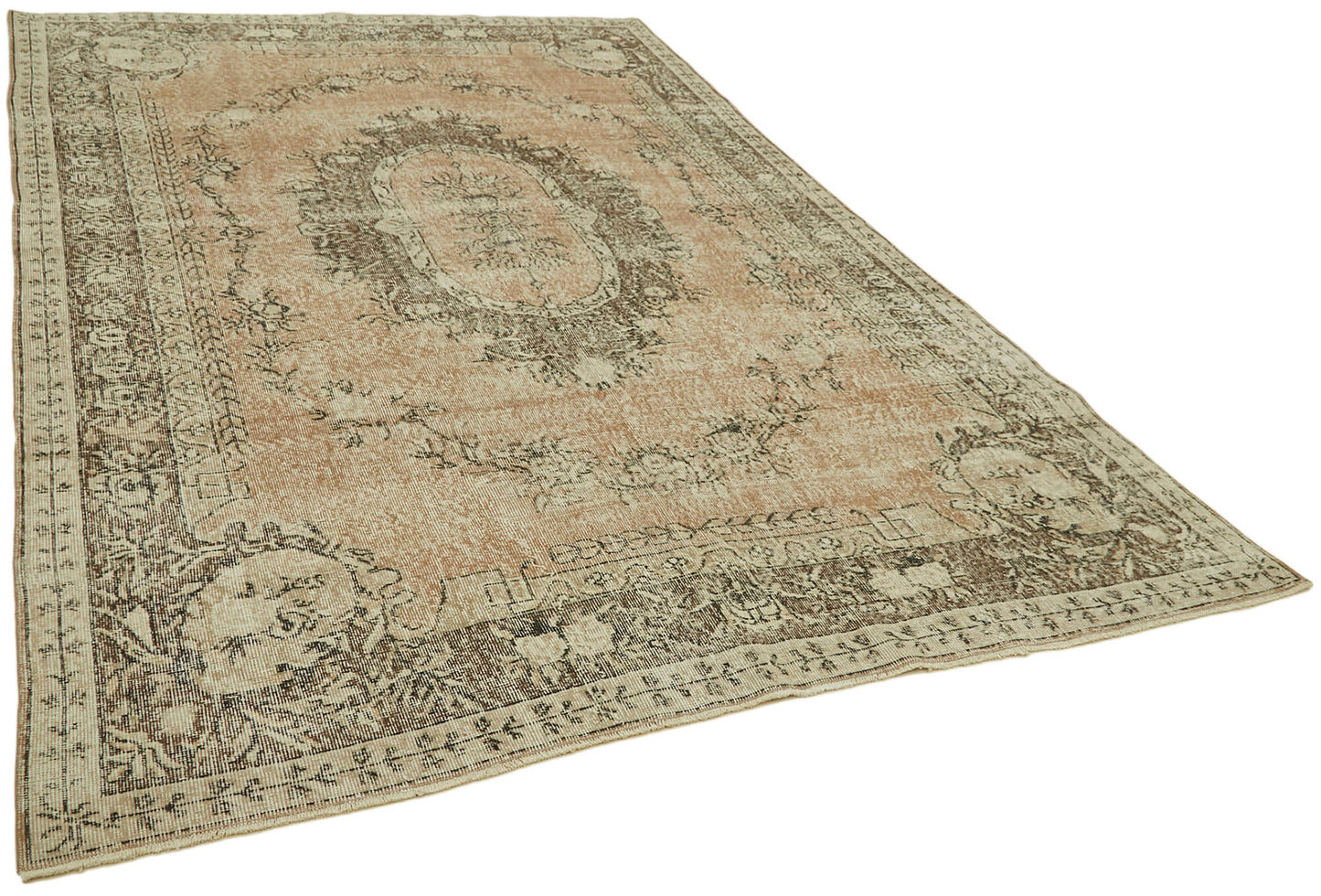 7x10 Beige Turkish Vintage Area Rug - 42035