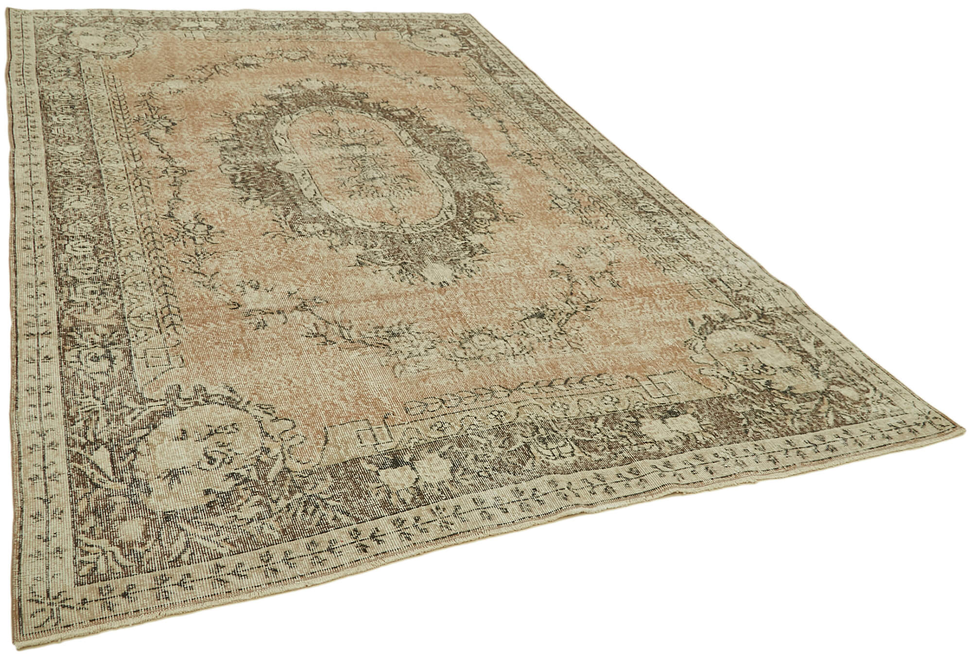 7x10 Beige Turkish Vintage Area Rug - 42035