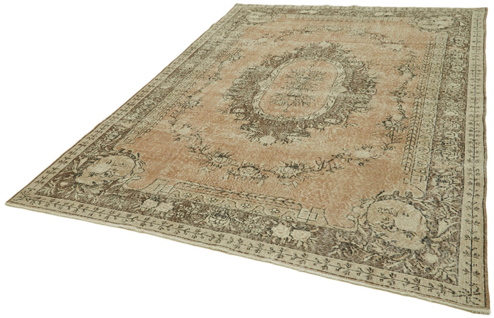 7x10 Beige Turkish Vintage Area Rug - 42035