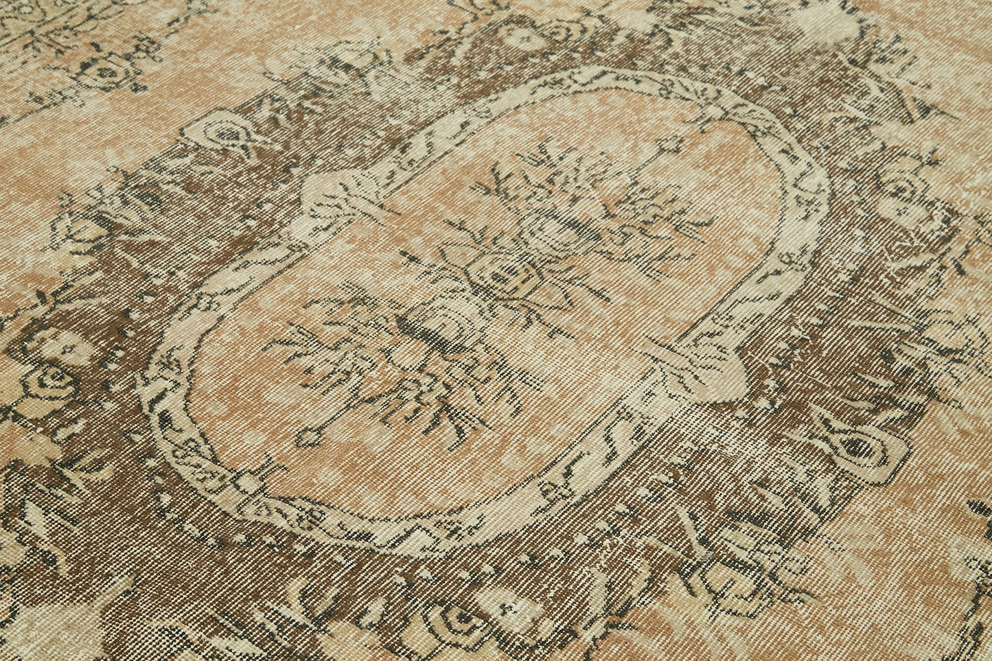 7x10 Beige Turkish Vintage Area Rug - 42035