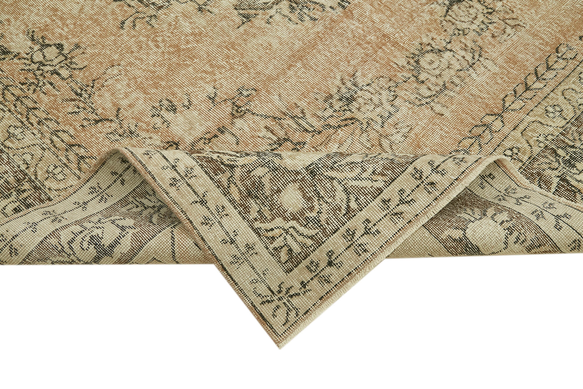 7x10 Beige Turkish Vintage Area Rug - 42035