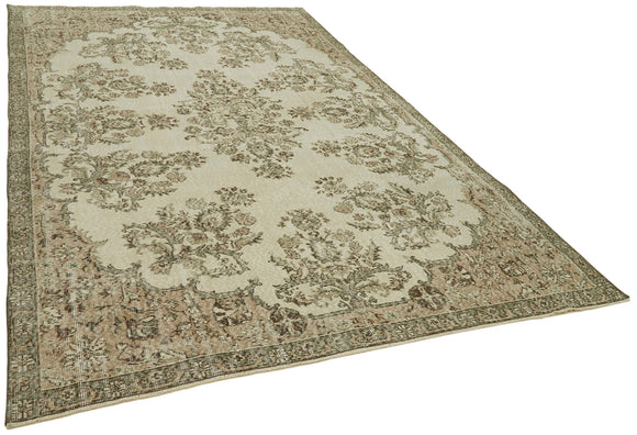 7x11 Beige Turkish Vintage Area Rug - 42036