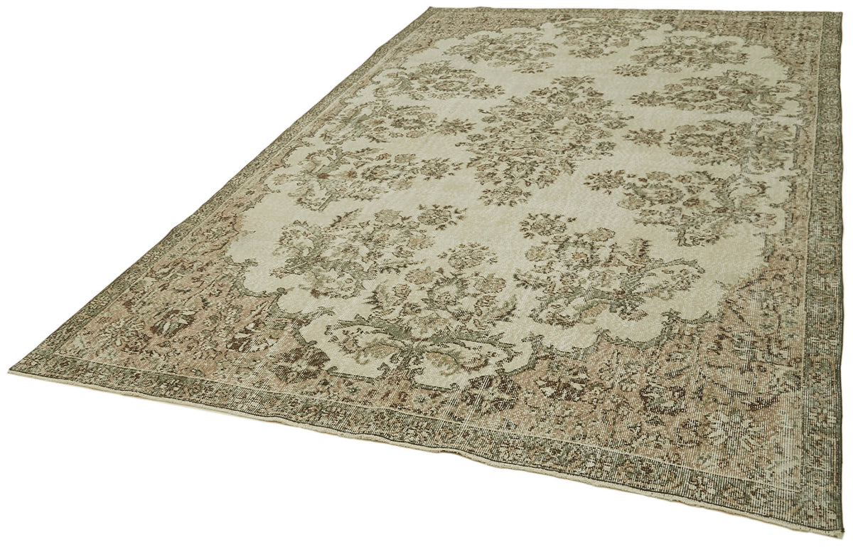 7x11 Beige Turkish Vintage Area Rug - 42036