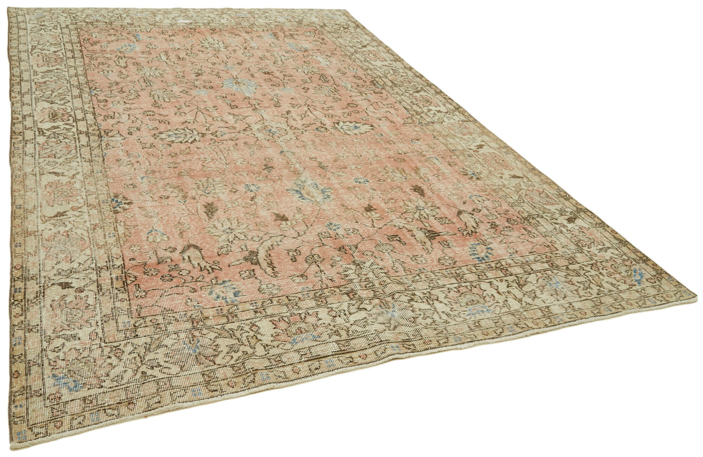 7x10 Beige Turkish Vintage Area Rug - 42046