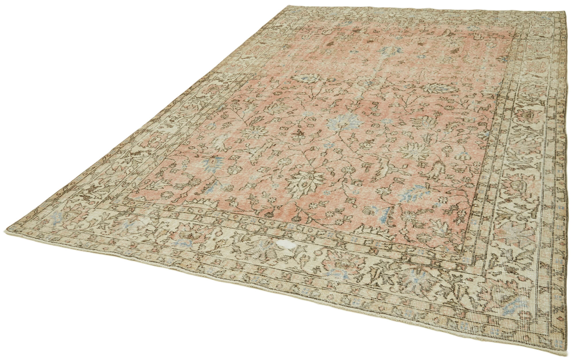 7x10 Beige Turkish Vintage Area Rug - 42046