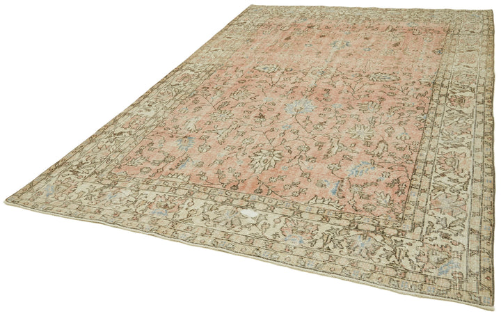 7x10 Beige Turkish Vintage Area Rug - 42046