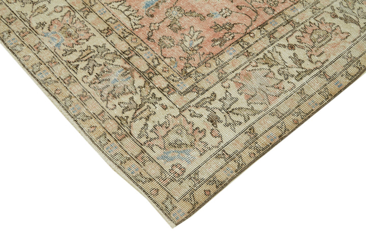 7x10 Beige Turkish Vintage Area Rug - 42046
