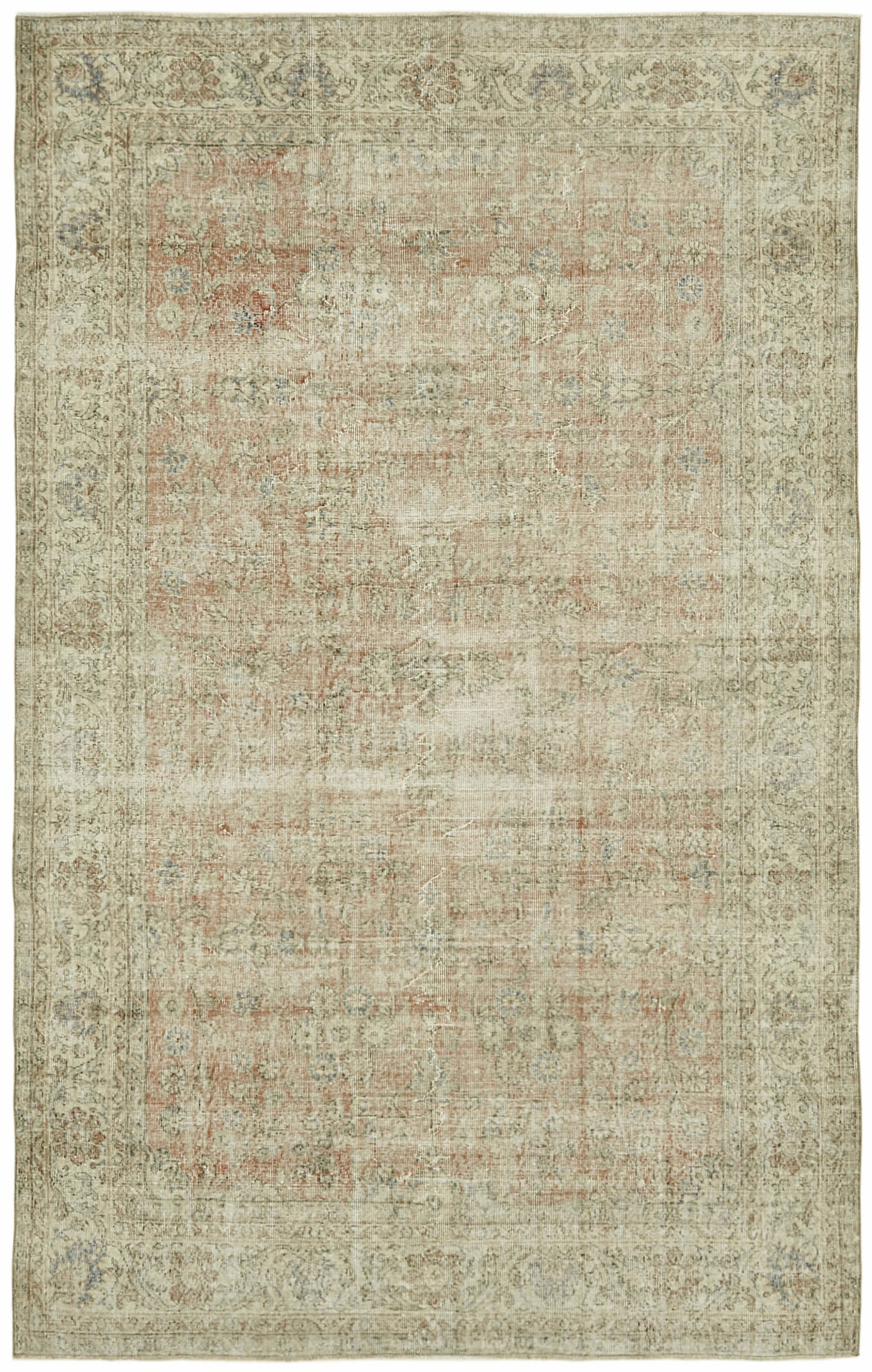 7x11 Beige Turkish Vintage Area Rug - 42048