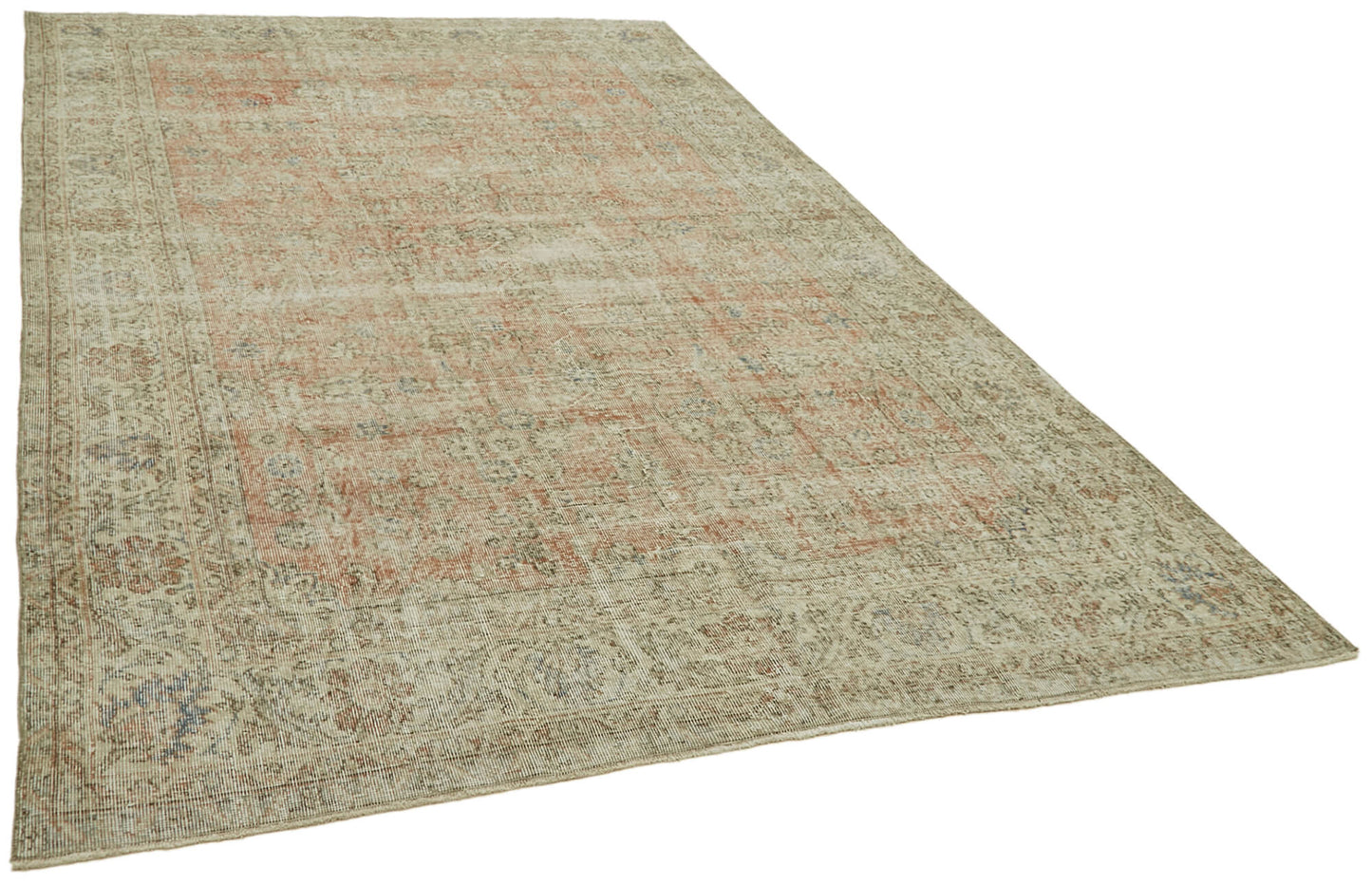 7x11 Beige Turkish Vintage Area Rug - 42048