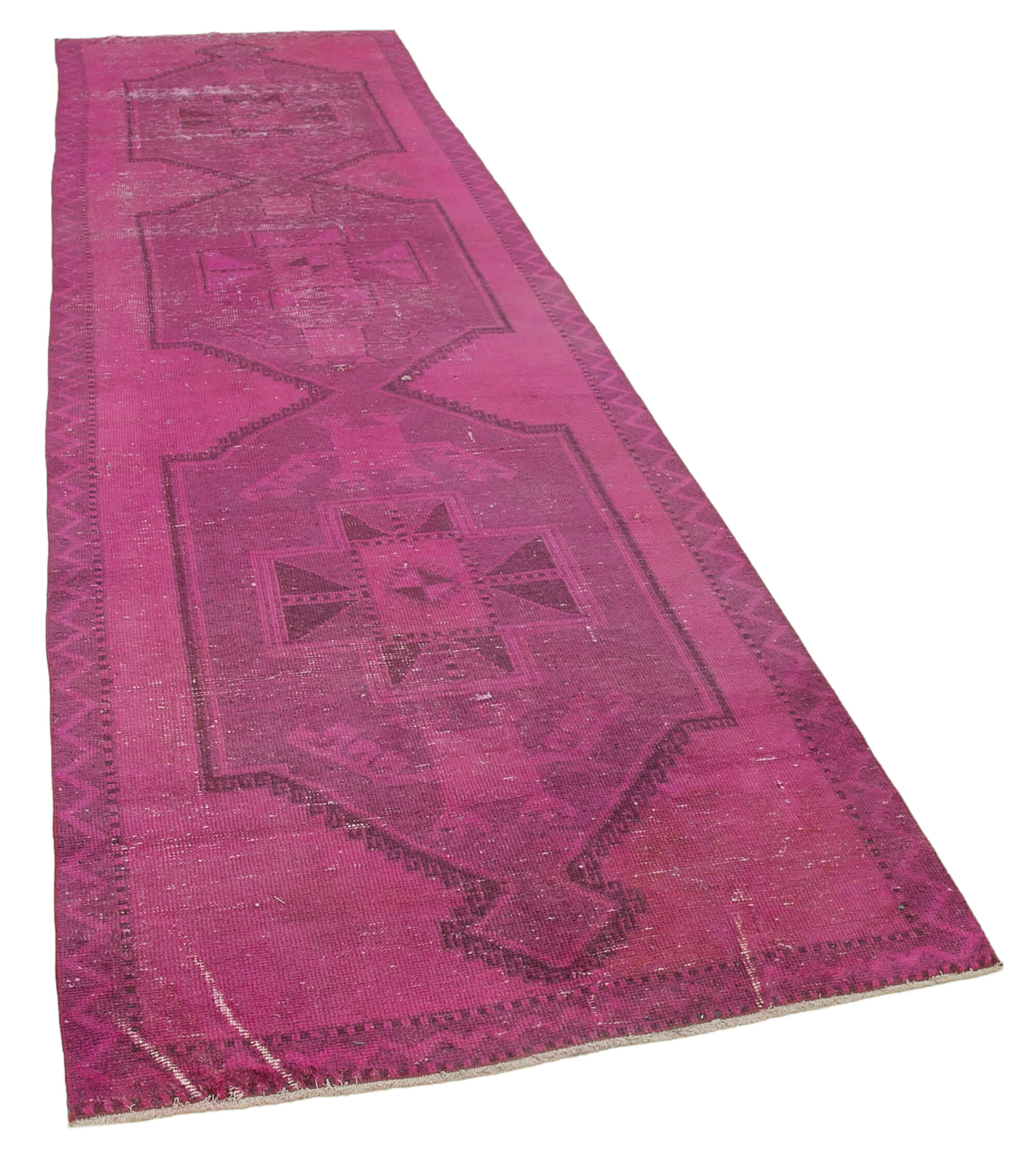 4x13 Pink Turkish Over Dyed Runner Rug - 4204