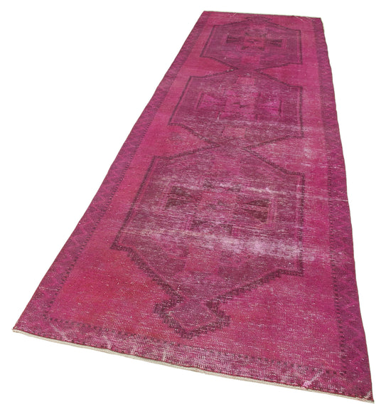 4x13 Pink Turkish Over Dyed Runner Rug - 4204