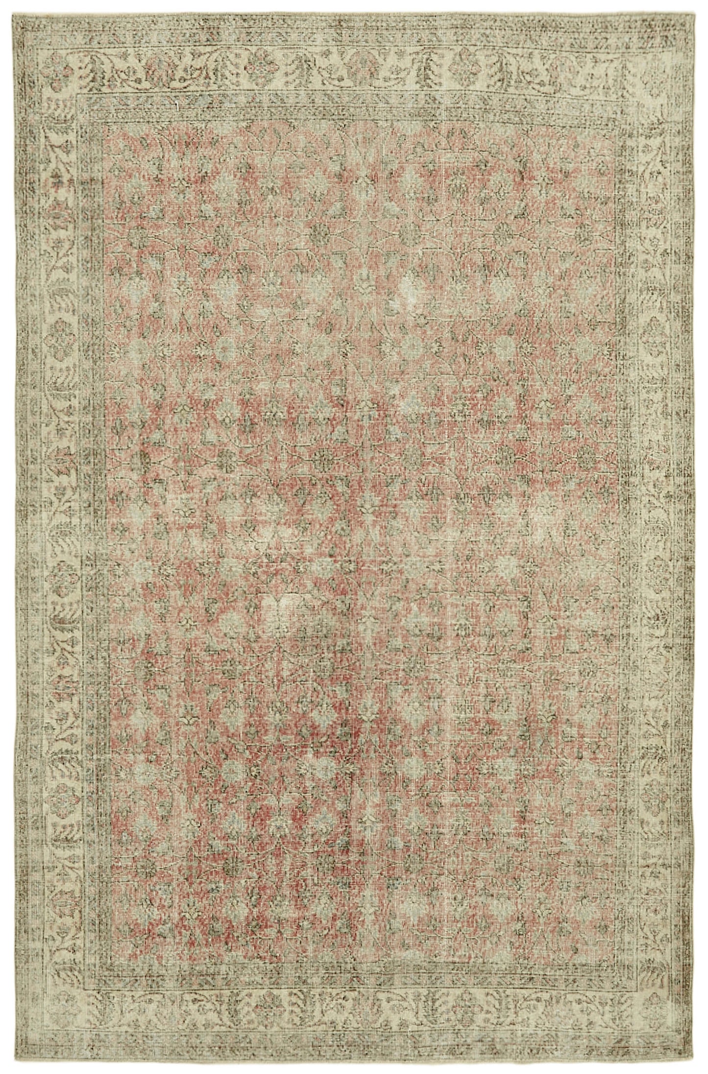 7x10 Beige Turkish Vintage Area Rug - 42067