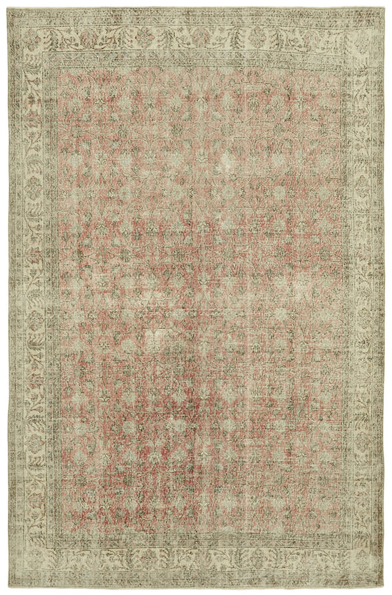 7x10 Beige Turkish Vintage Area Rug - 42067