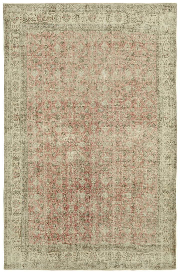 7x10 Beige Turkish Vintage Area Rug - 42067