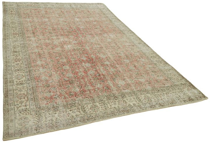 7x10 Beige Turkish Vintage Area Rug - 42067