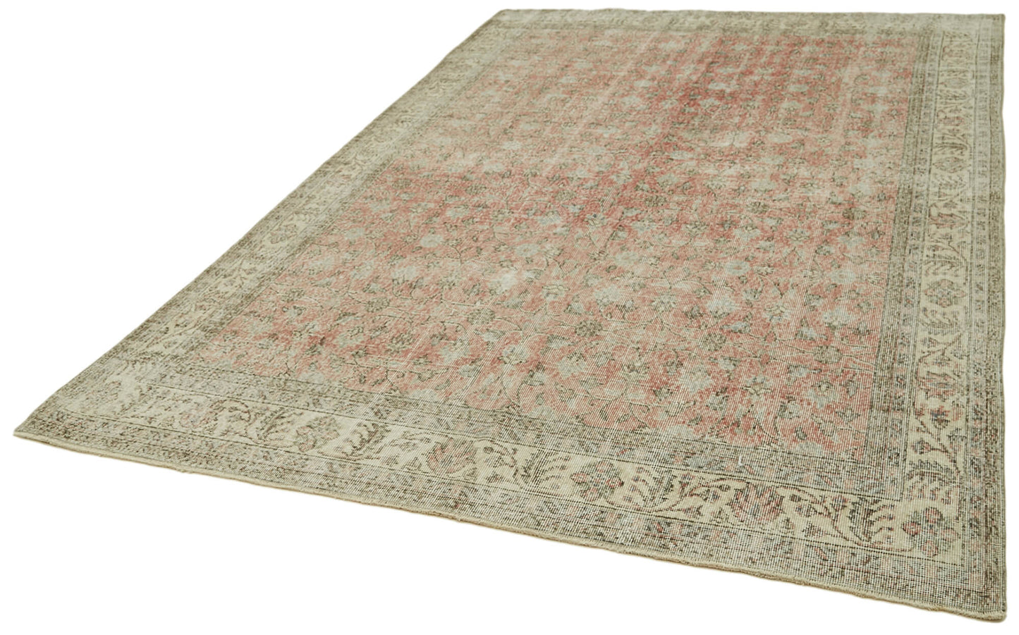 7x10 Beige Turkish Vintage Area Rug - 42067