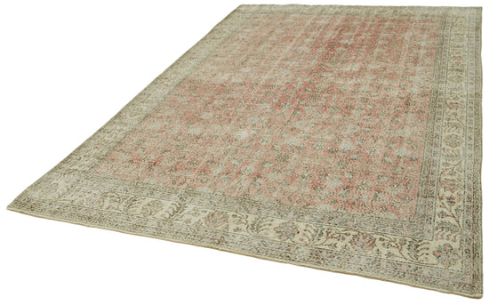7x10 Beige Turkish Vintage Area Rug - 42067