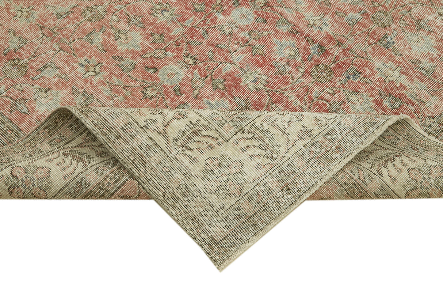 7x10 Beige Turkish Vintage Area Rug - 42067