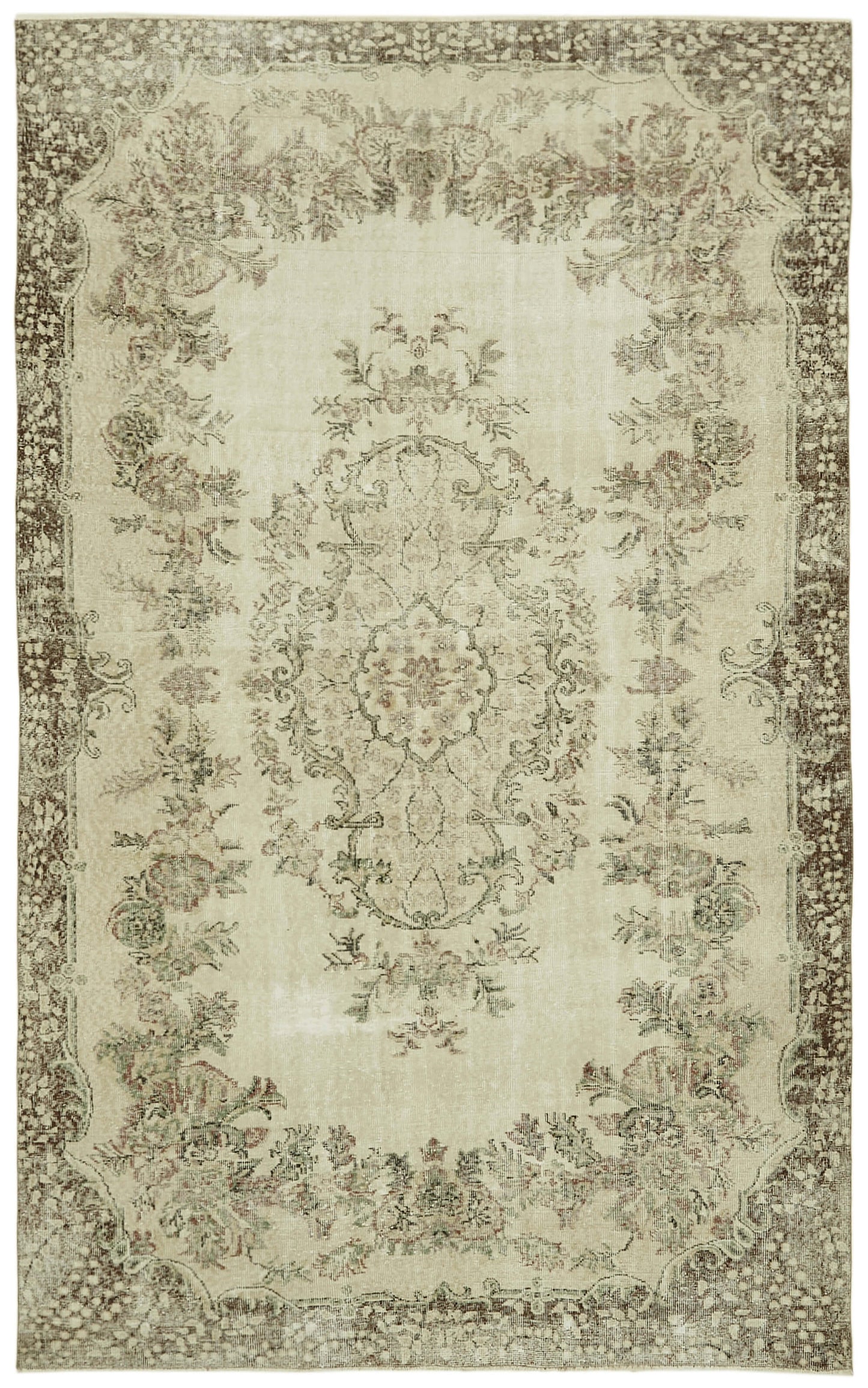 7x10 Beige Turkish Vintage Area Rug - 42071