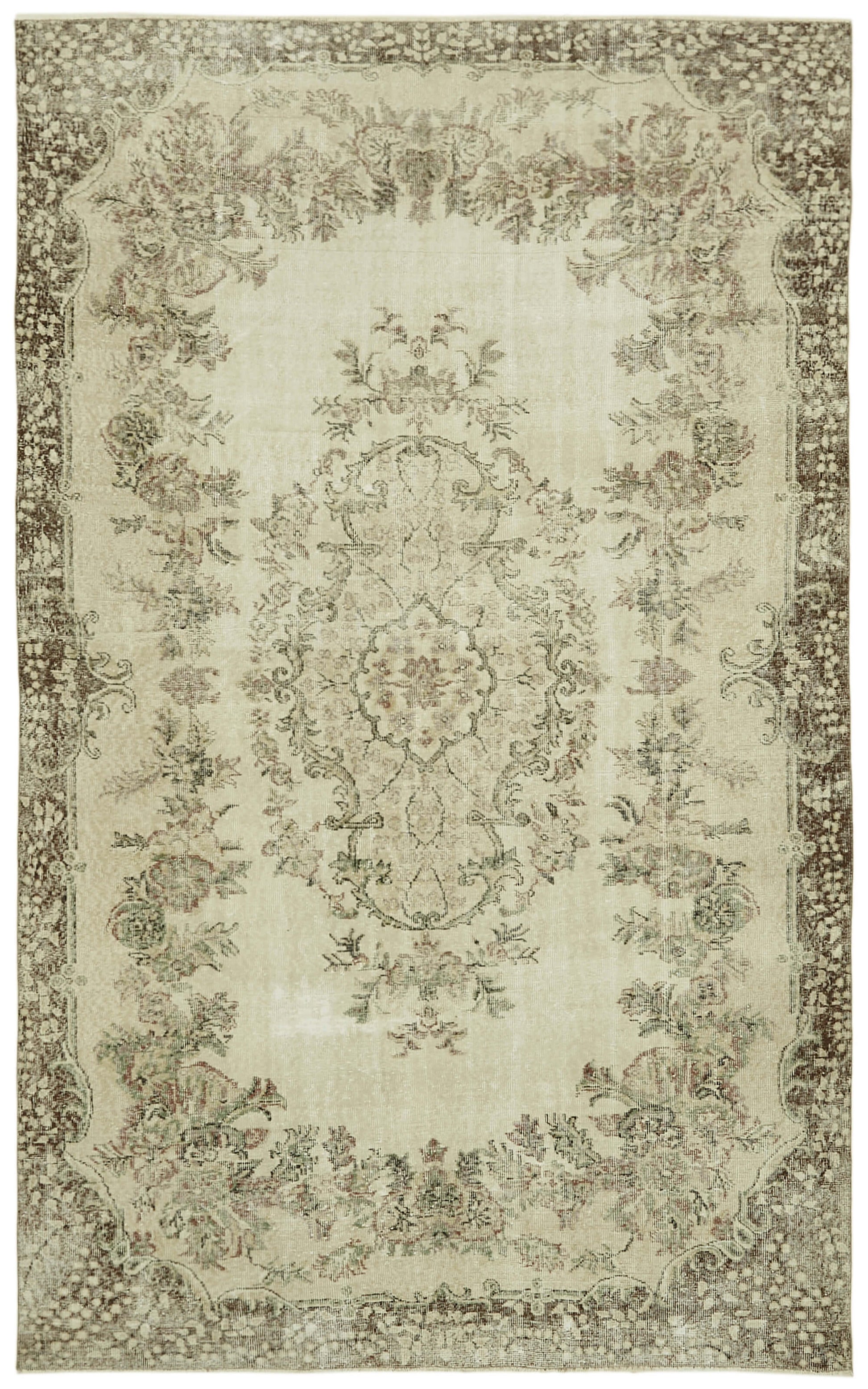 7x10 Beige Turkish Vintage Area Rug - 42071