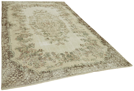 7x10 Beige Turkish Vintage Area Rug - 42071