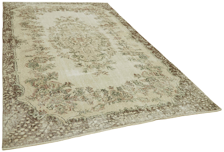 7x10 Beige Turkish Vintage Area Rug - 42071