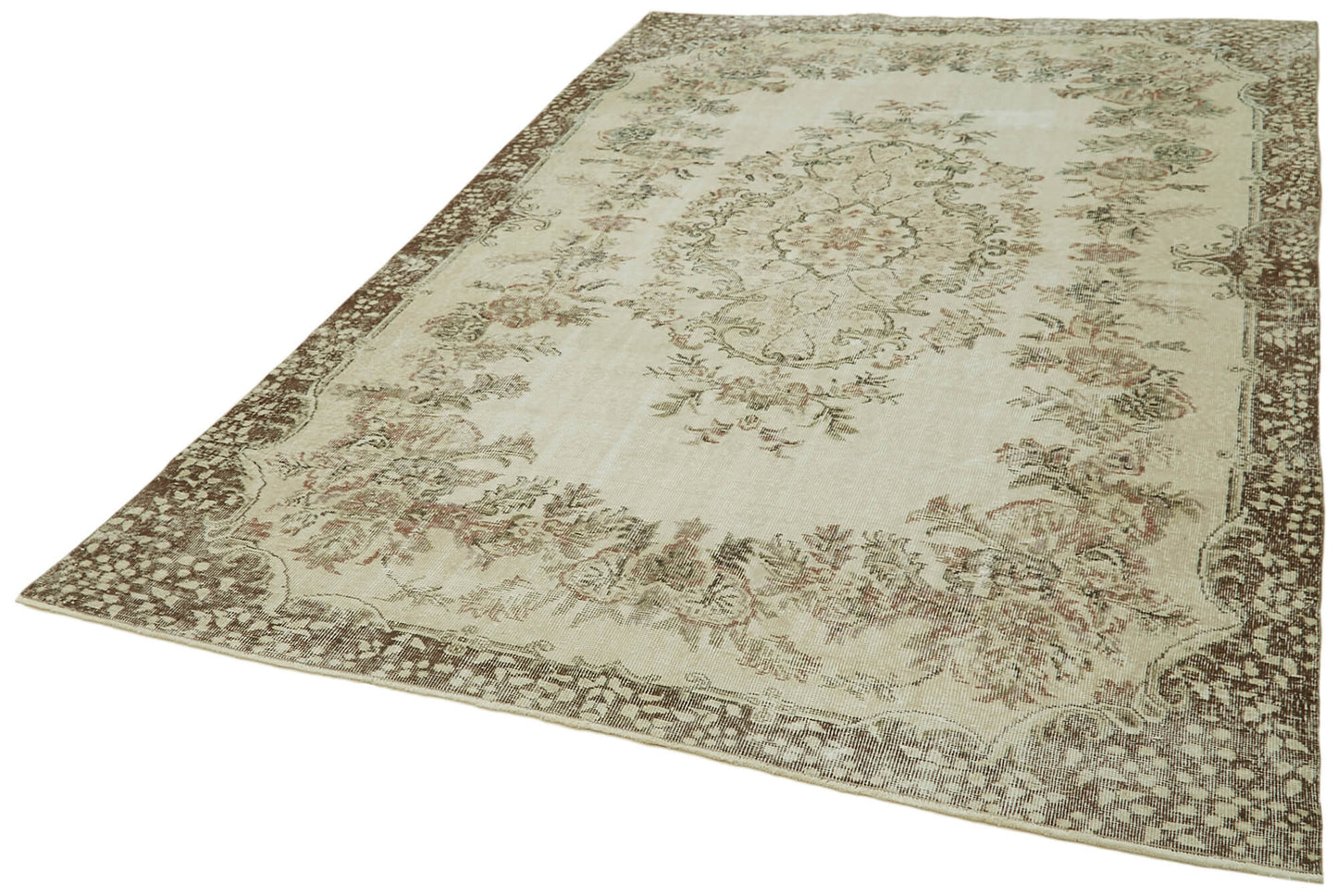 7x10 Beige Turkish Vintage Area Rug - 42071