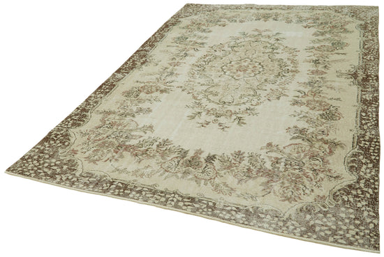 7x10 Beige Turkish Vintage Area Rug - 42071