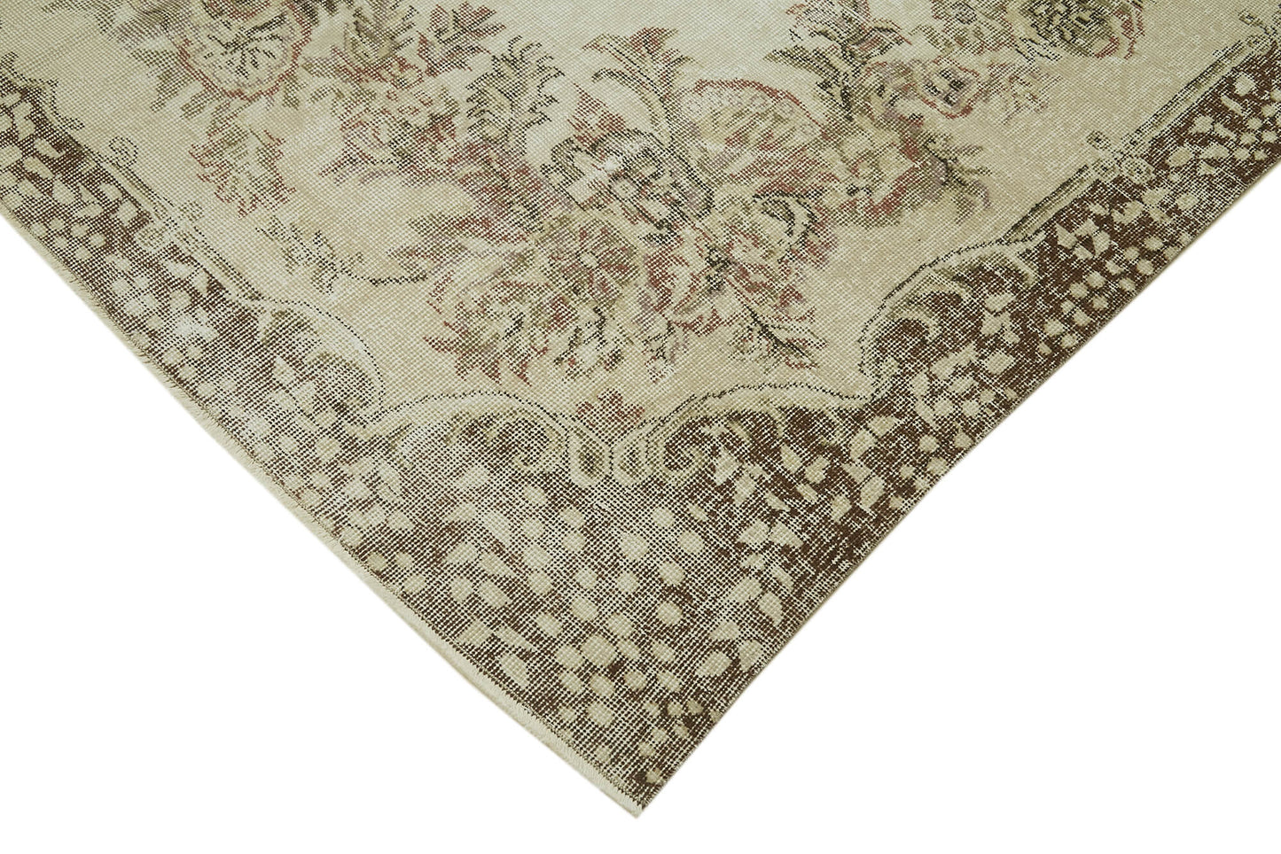 7x10 Beige Turkish Vintage Area Rug - 42071