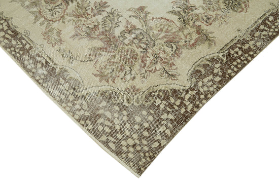 7x10 Beige Turkish Vintage Area Rug - 42071