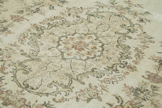 7x10 Beige Turkish Vintage Area Rug - 42071