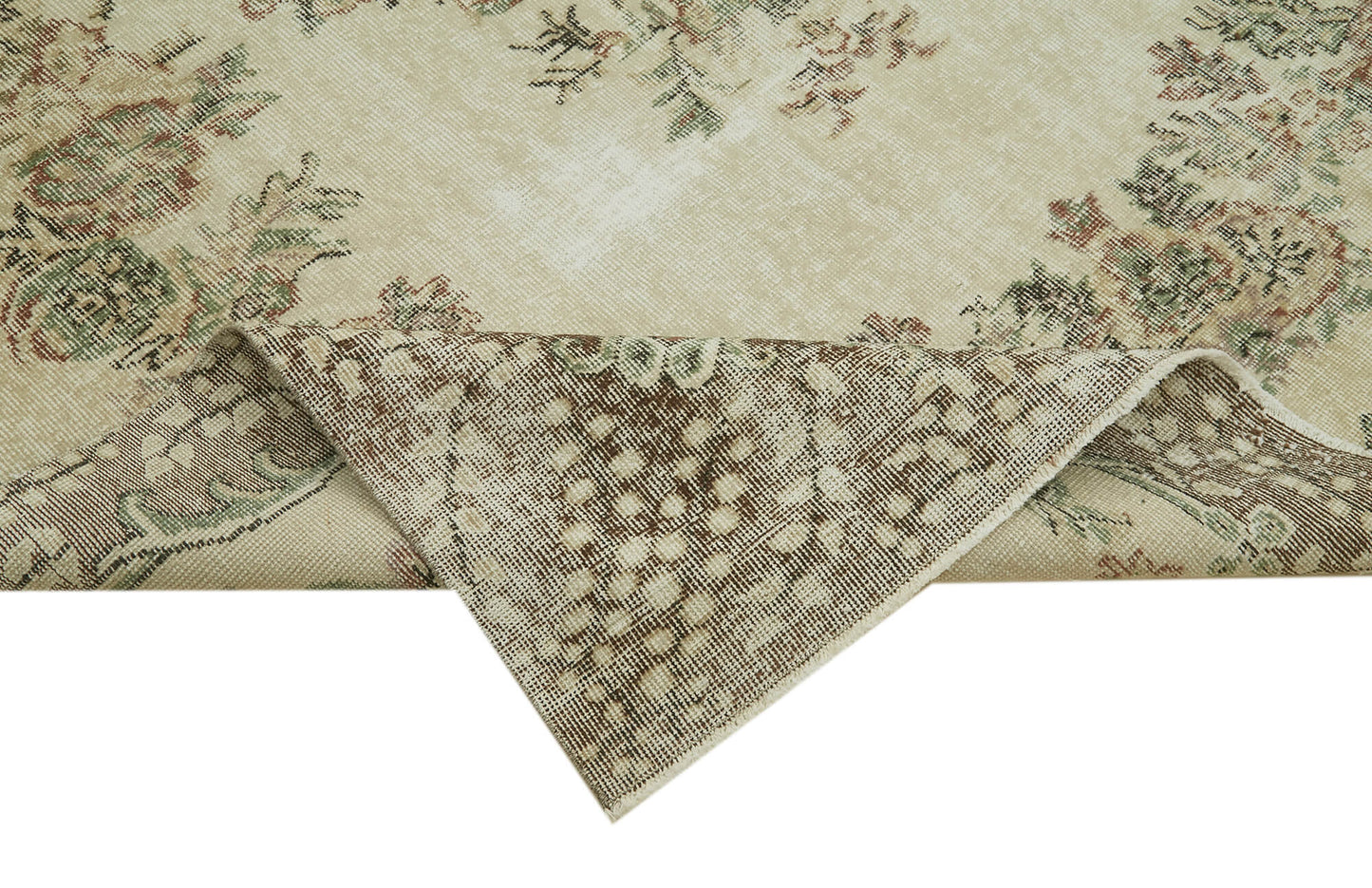 7x10 Beige Turkish Vintage Area Rug - 42071