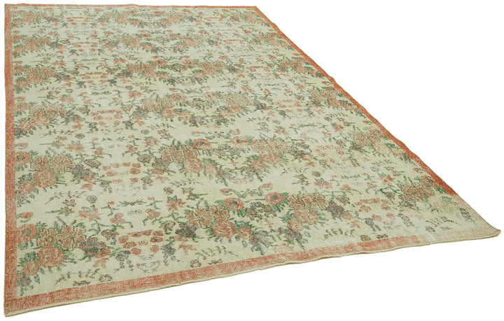 6x9 Beige Turkish Vintage Area Rug - 42075
