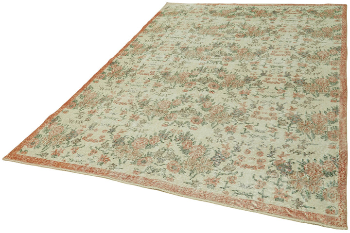 6x9 Beige Turkish Vintage Area Rug - 42075